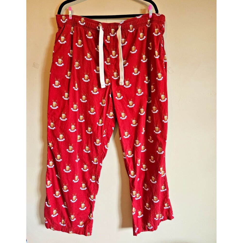 American Eagle Dorm Pajama Lounge Pants size L Red Beer Season Frosty Mug Print